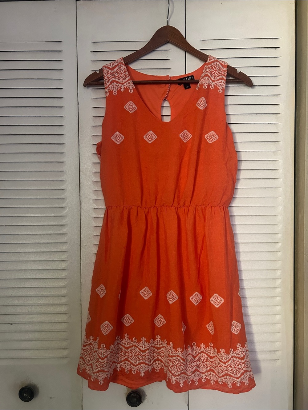 a.n.a Orange Sleeveless Embroidered Summer Dress